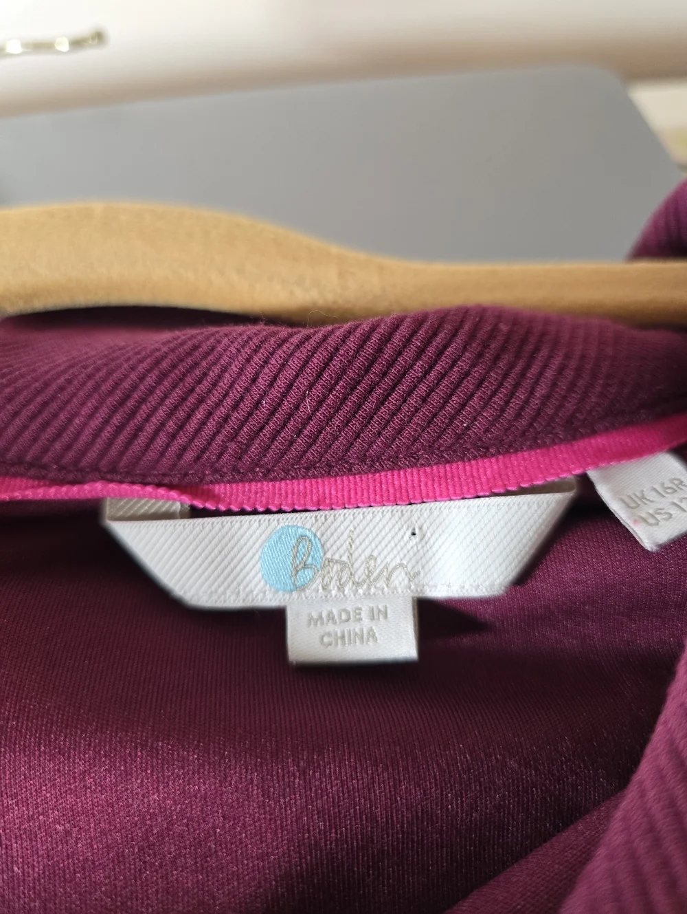 BODEN Maroon Ribbed Scoop Neck 3/4 Sleeve Lined Midi Dress. Ladies 16R - Picture 12 of 13